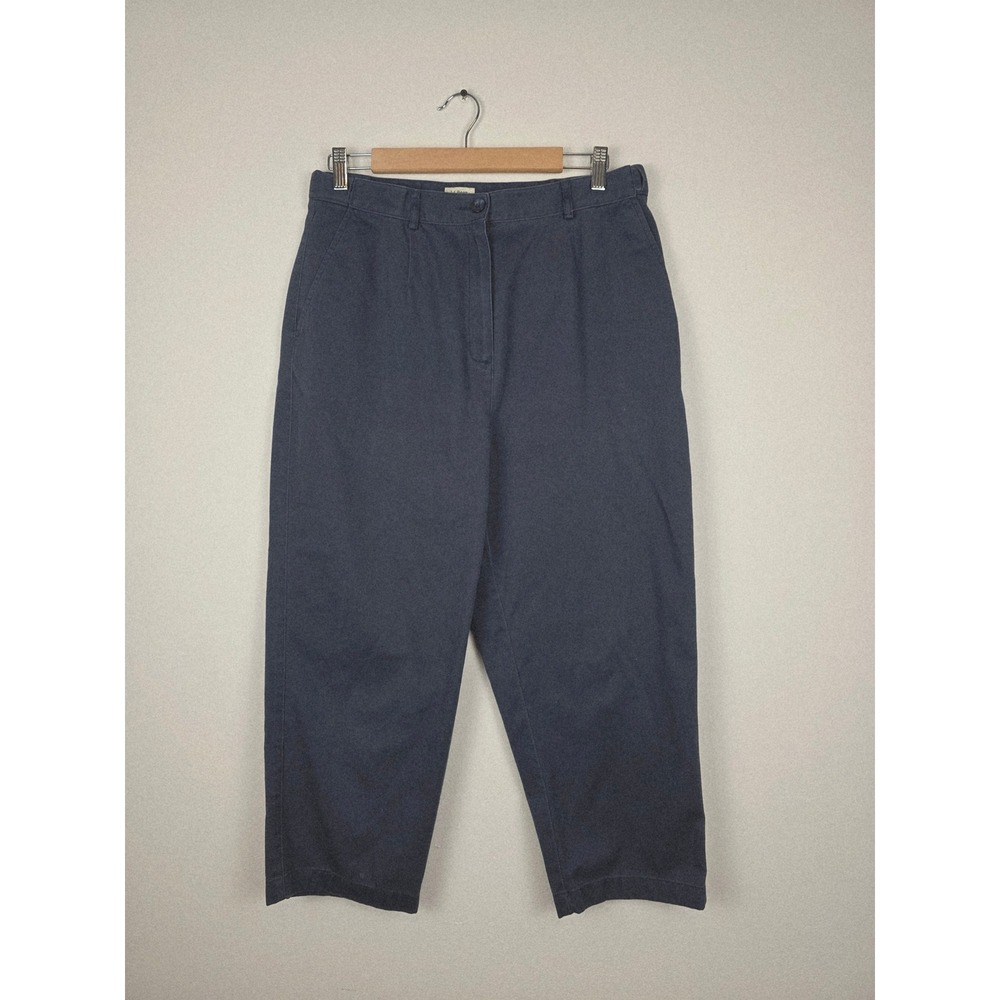 LL Bean Women's Original‎ Fit Crop Pants Navy Blue Size 14 Cotton Blend